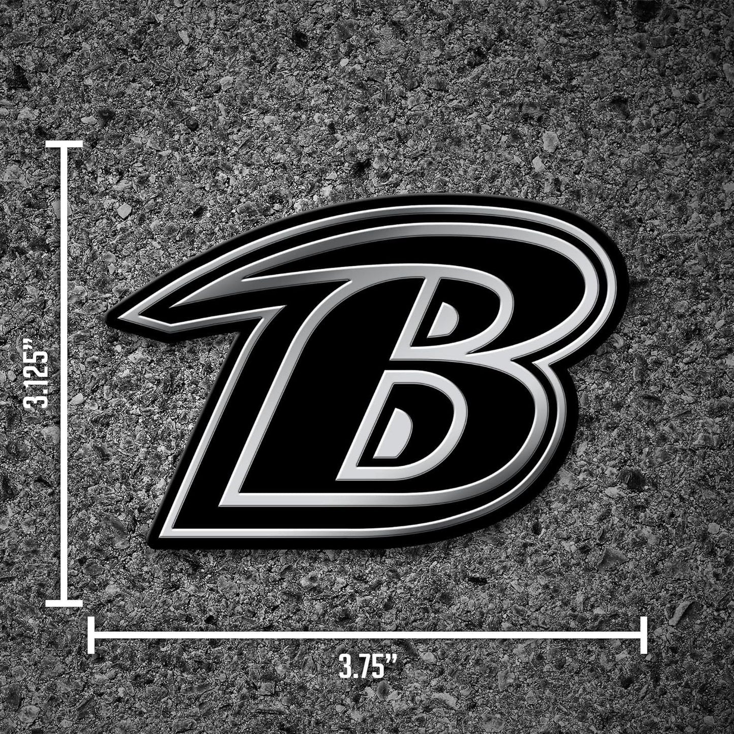 Baltimore Ravens Auto Emblem, Silver Chrome Color, Raised Molded Plastic, 3.5 Inch, Adhesive Tape Backing