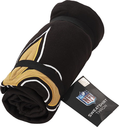 New Orleans Saints Throw Blanket, Sweatshirt Design, Embroidered Logo, Dominate Style, 54x84 Inch