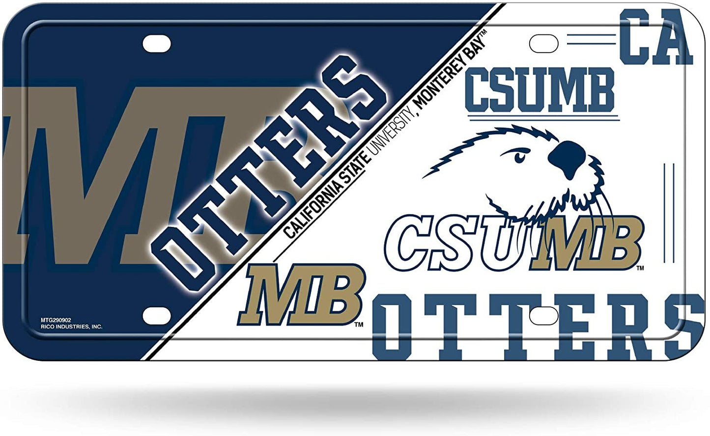 California State University Monterey Bay Otters Metal Auto Tag License Plate, Split Design, 6x12 Inch