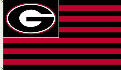 University of Georgia Bulldogs 3x5 Feet Flag Banner, Stripes Design, Metal Grommets, Outdoor Use, Single Sided