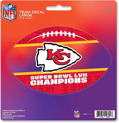 Kansas City Chiefs Super Bowl LVII Champions 8 Inch Decal Sticker, Die Cut, Flat Vinyl, Full Adhesive Backing, Auto or Home