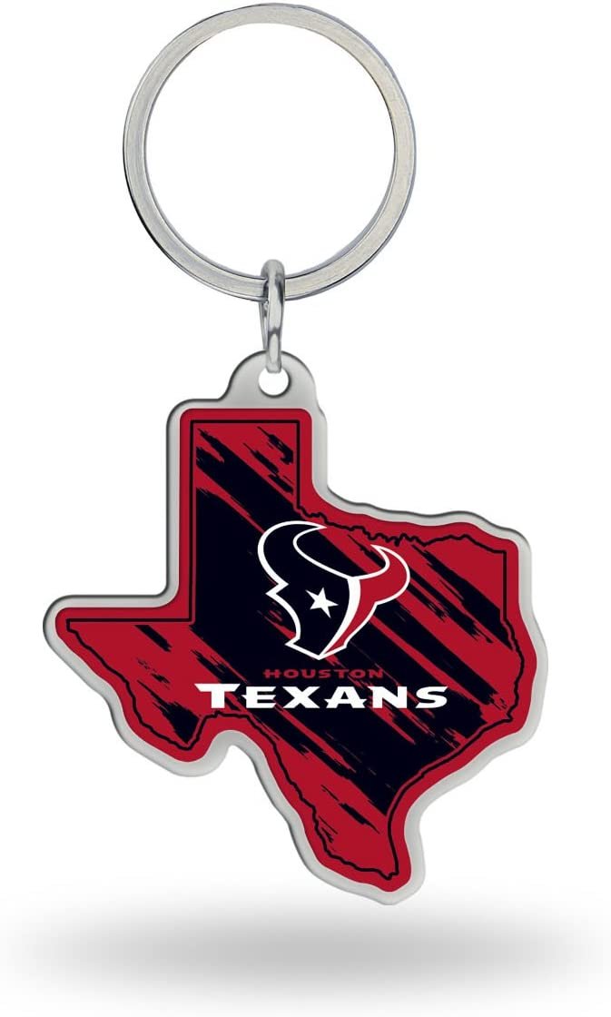Houston Texans Premium Metal Keychain, State Shaped, Team Color