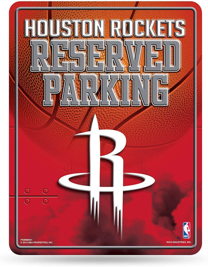 Houston Rockets Premium Metal Wall Parking Sign, 8.5x11 Inch, Primary Design, Great for Man Cave, Bed Room, Office, Home Decor