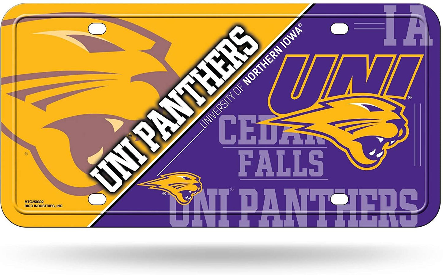 University of Northern Iowa Panthers Metal Auto Tag License Plate, Split Design, 6x12 Inch