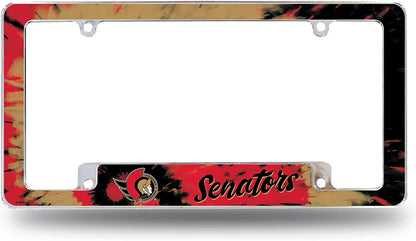Ottawa Senators Metal License Plate Frame Chrome Tag Cover Tie Dye Design 6x12 Inch