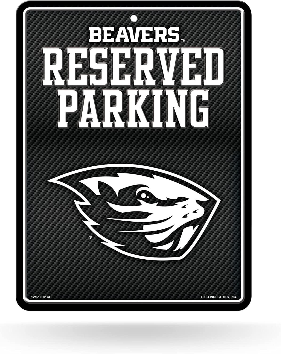 Oregon State University Beavers Metal Parking Novelty Wall Sign 8.5 x 11 Inch Carbon Fiber Design
