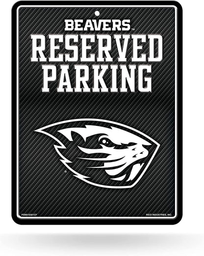 Oregon State University Beavers Metal Parking Novelty Wall Sign 8.5 x 11 Inch Carbon Fiber Design