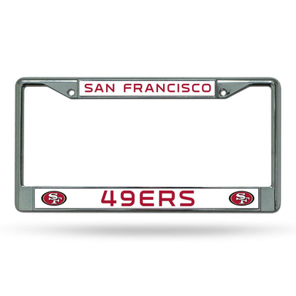 San Francisco 49ers Premium Chrome Metal License Plate Frame Tag Cover, 12x6 Inch