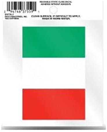 Italy National Soccer Team World Cup 3 Inch Static Cling, Full Clear Adhesive Backing, Easy Peel and Stick Application, Removable and Reusable, Made in the USA