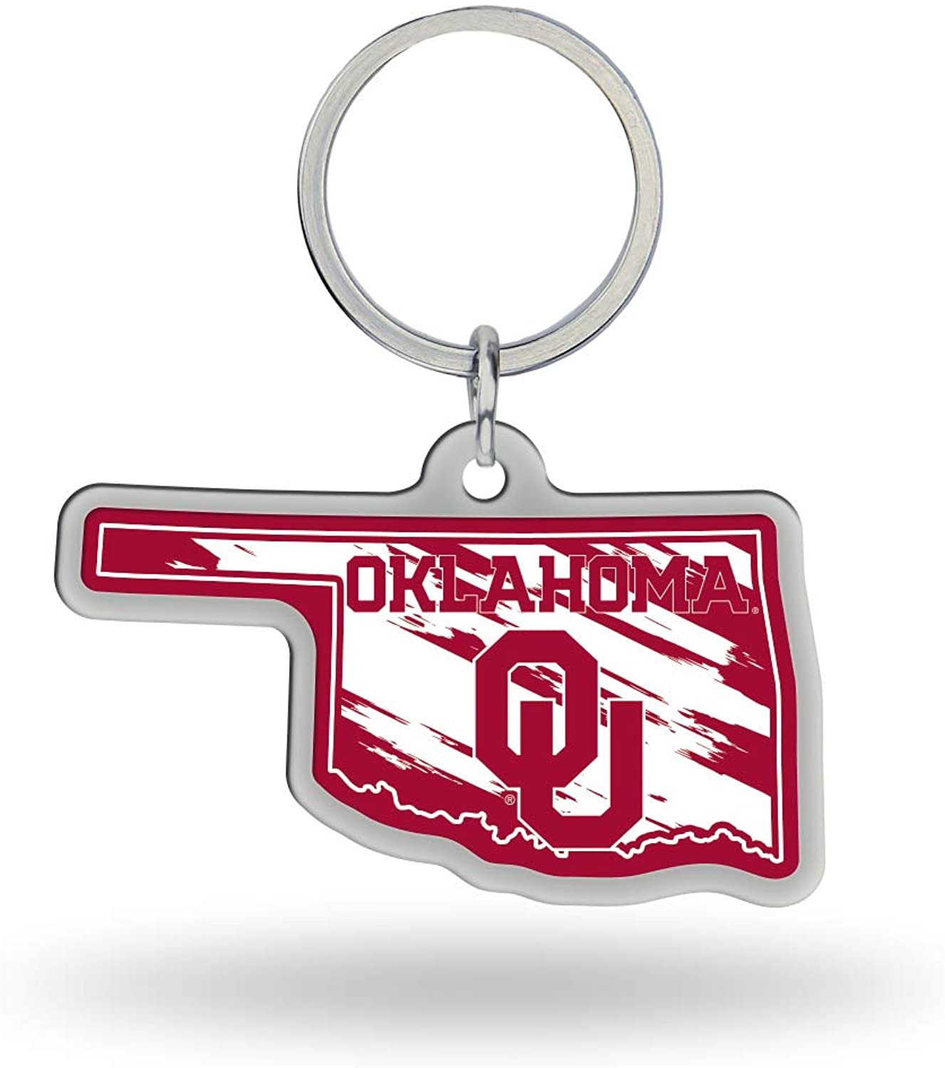 University of Oklahoma Sooners Premium Metal Keychain, State Shaped, Team Color