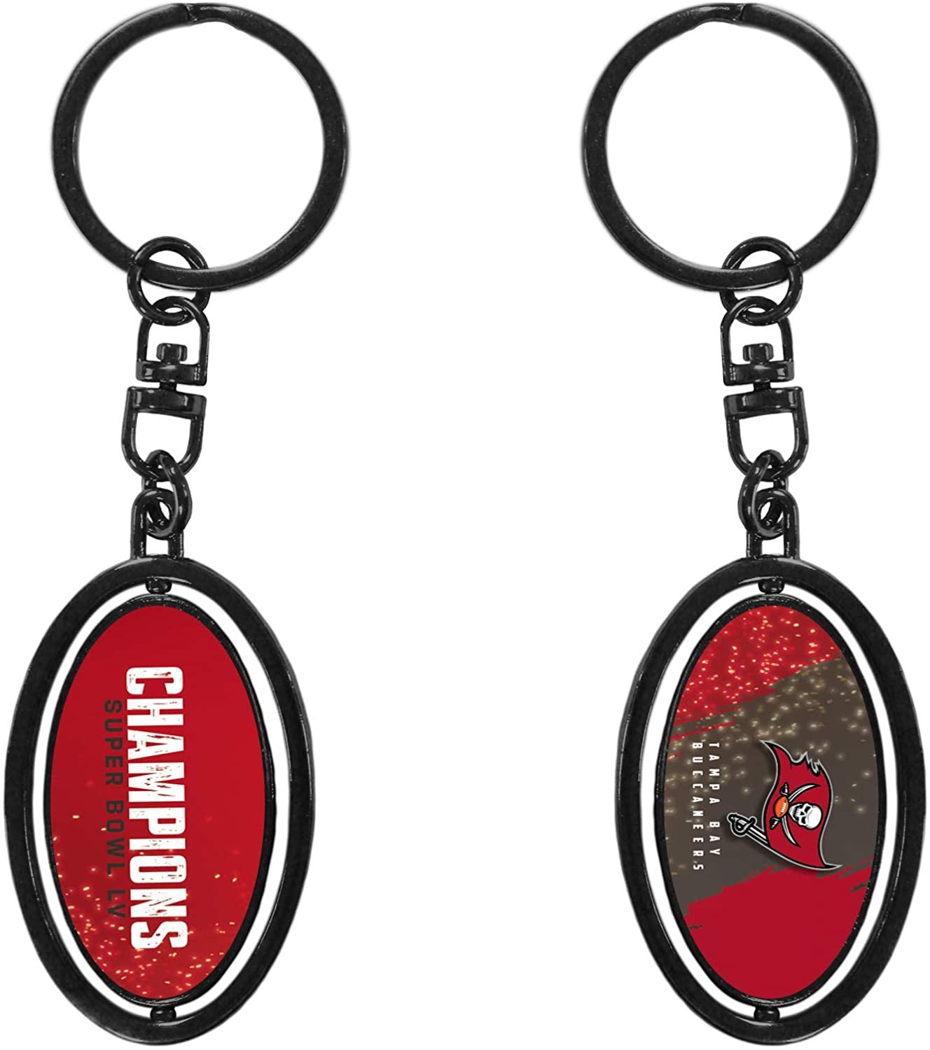 Tampa Bay Buccaneers Super Bowl LV Champions Premium Metal Keychain, 2-Sided Spinner, Oval Fob