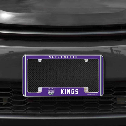 Sacramento Kings Metal License Plate Frame Chrome Tag Cover Alternate Design 6x12 Inch