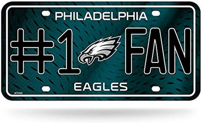 Philadelphia Eagles Metal Auto Tag License Plate, #1 Fan Design, 12x6 Inch