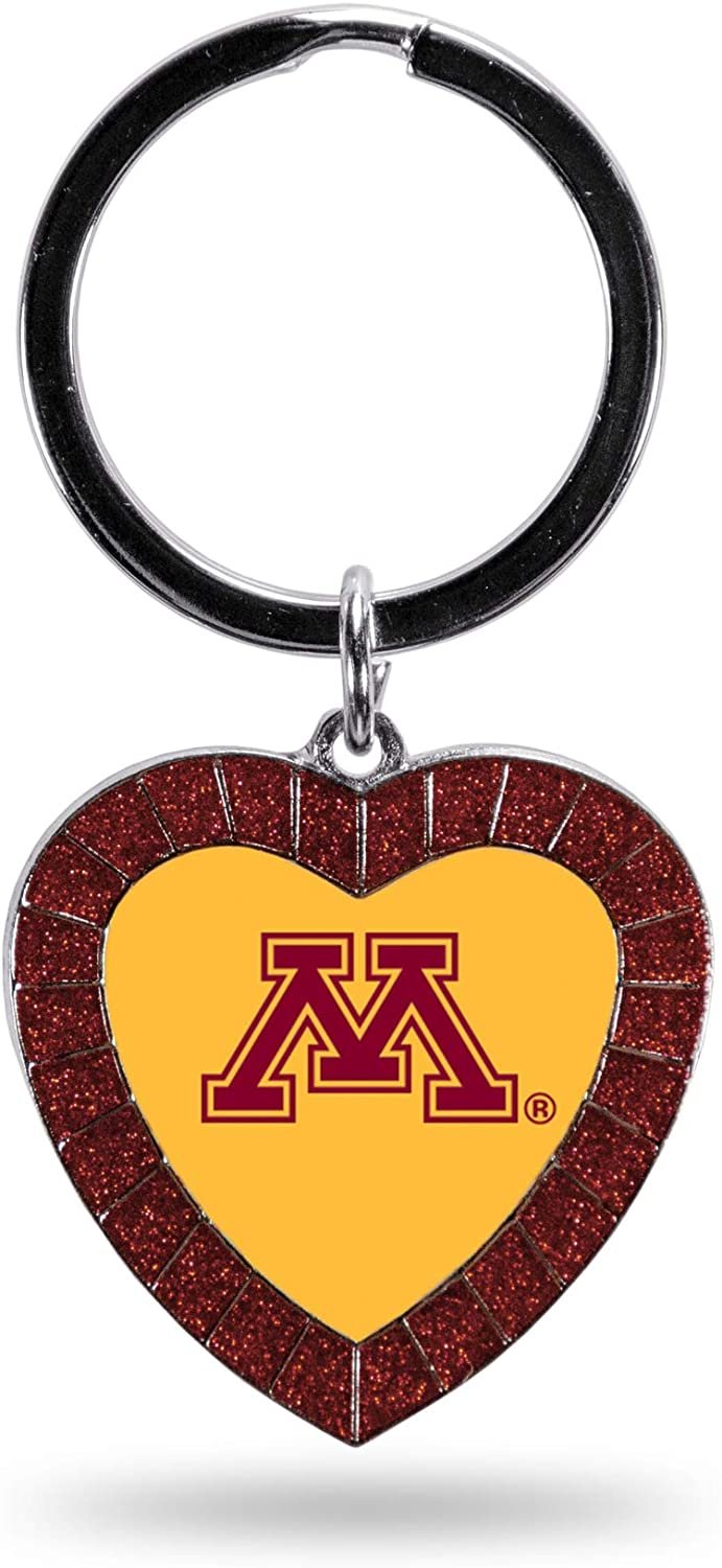 Minnesota Golden Gophers NCAA Rhinestone Heart Colored Keychain, Maroon, 3-inches in length