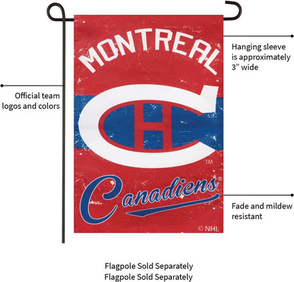 Montreal Canadiens Premium Garden Flag Linen Banner Double Sided 12.5x18 Inch Vintage Logo Design Outdoor