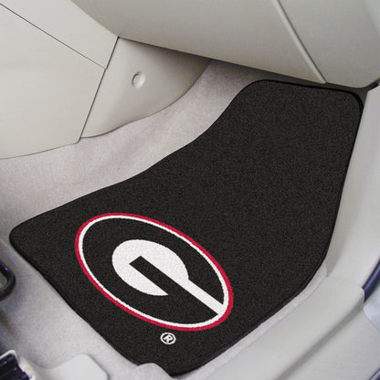 University of Georgia Bulldogs 2-Piece Vehicle Carpet Mat Set, Black, Front Row Automotive Floor Mats, Non-Slip Backing, 18x27 Inch Each, Team Colors, Officially Licensed