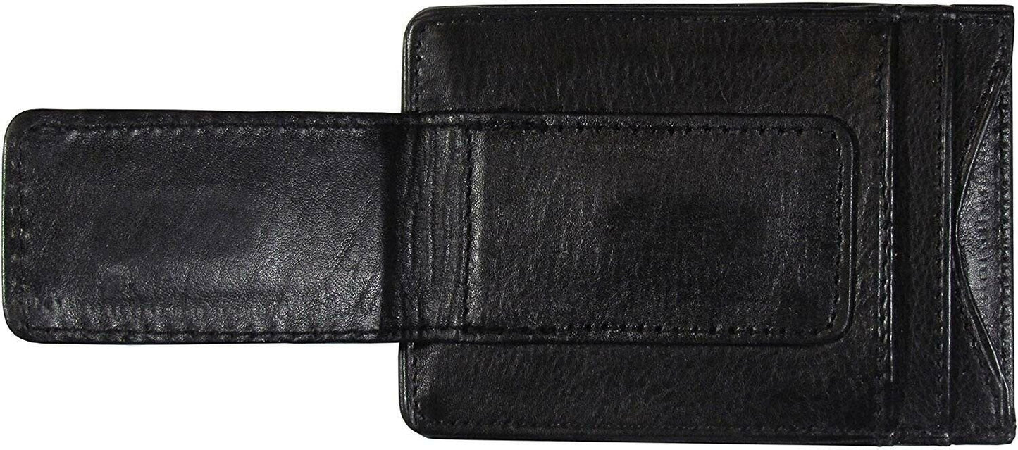 Washington Redskins Black Leather Wallet, Front Pocket Magnetic Money Clip, Printed Logo
