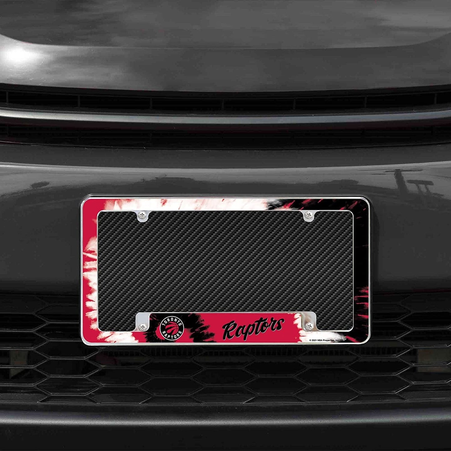 Toronto Raptors Metal License Plate Frame Chrome Tag Cover Tie Dye Design 6x12 Inch