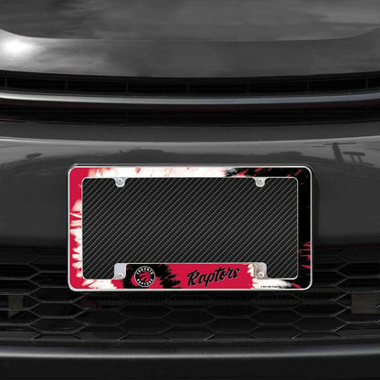 Toronto Raptors Metal License Plate Frame Chrome Tag Cover Tie Dye Design 6x12 Inch