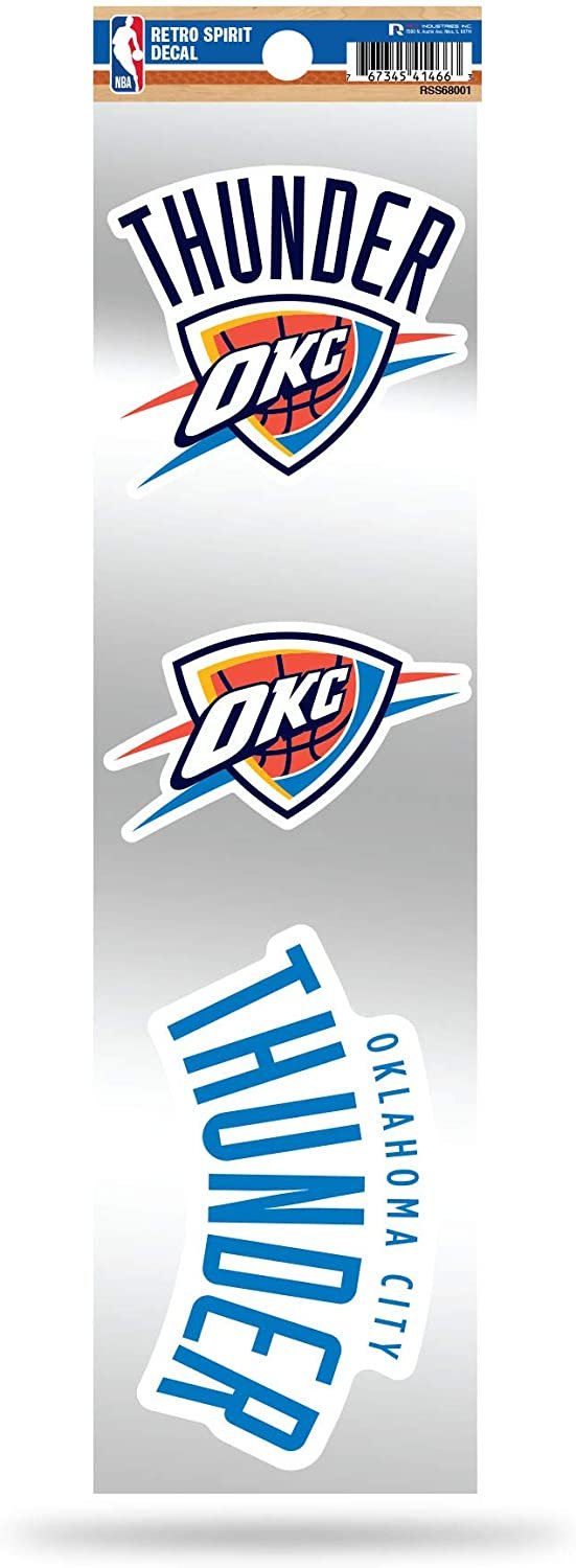 Oklahoma City Thunder NBA 3-Piece Retro Spirit Decals, Team Color, Size of individual decals will vary
