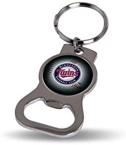 Minnesota Twins Premium Solid Metal Bottle Opener Keychain, Silver Key Ring, Team Logo