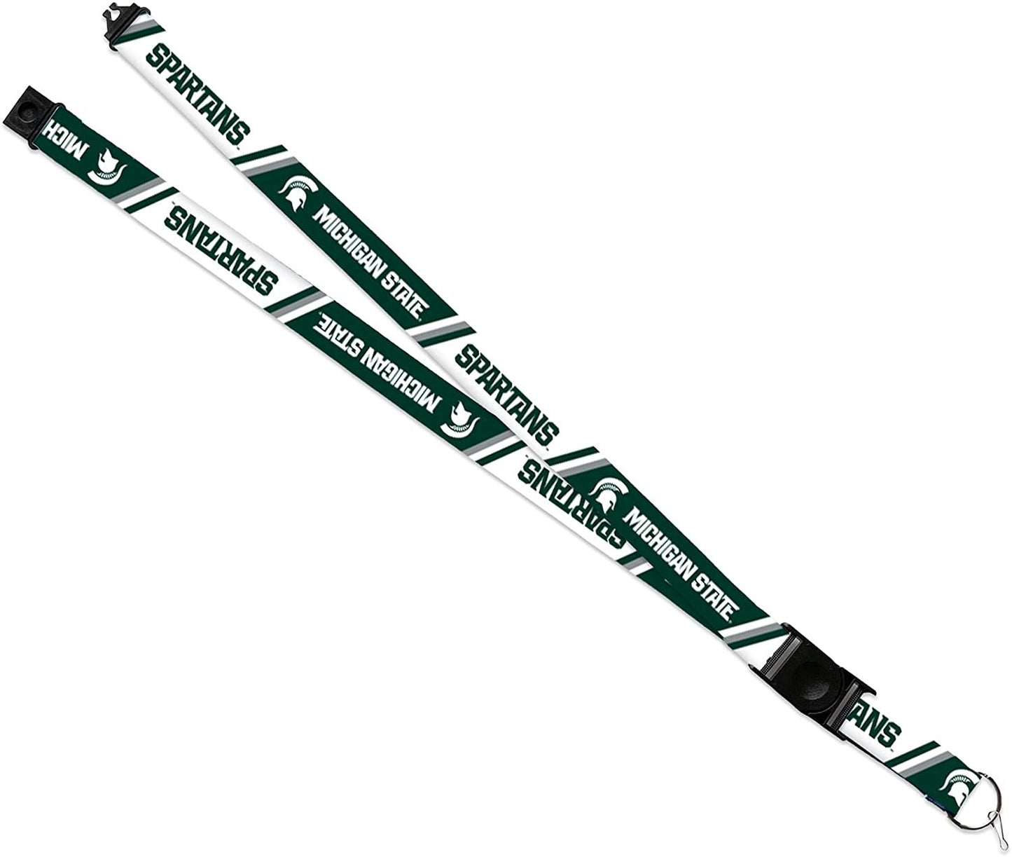 Michigan State University Spartans Lanyard Keychain Double Sided 18 Inch Button Clip Safety Breakaway