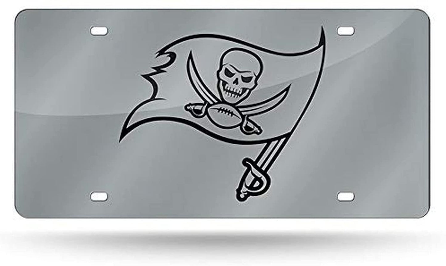 Tampa Bay Buccaneers Premium Laser Cut Tag License Plate, Mirrored Acrylic Inlaid, 12x6 Inch
