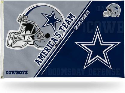 Dallas Cowboys 3x5 Feet Flag Banner, Split Design, Metal Grommets, Single Sided, Indoor or Outdoor Use