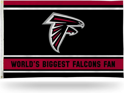 Atlanta Falcons 3x5 Feet Flag Banner, World's Biggest Fan, Metal Grommets, Single Sided, Indoor or Outdoor Use