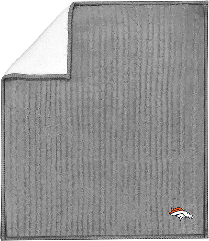 Denver Broncos Cable Sweater Knit Sherpa Throw Blanket 50x60 Inch Adult