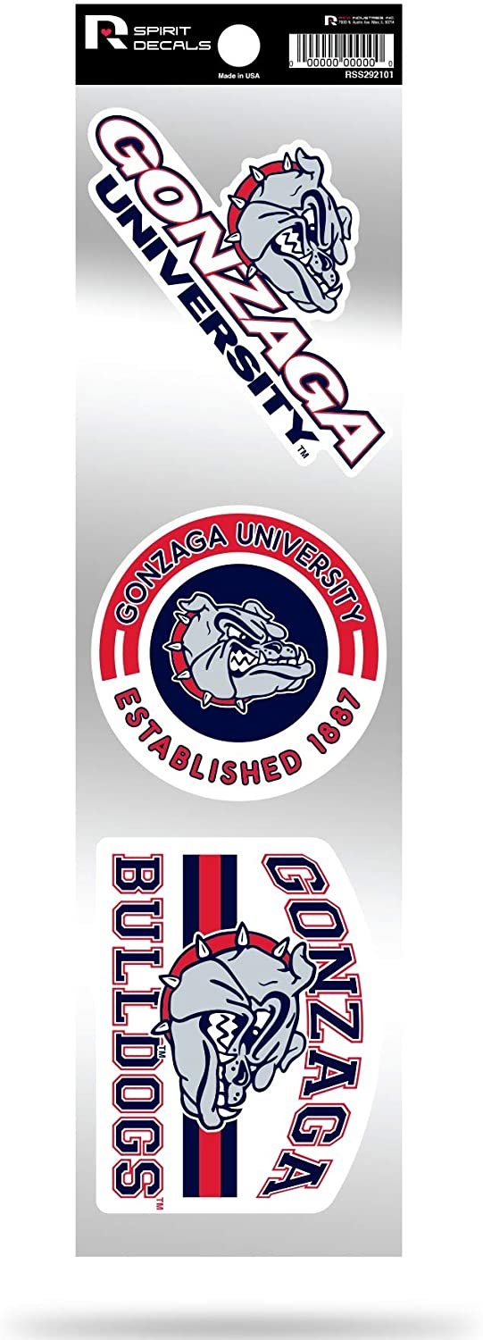 Gonzaga Bulldogs Triple Retro Throwback Spirit Decals Flat Vinyl Auto Home Sticker Sheet University of