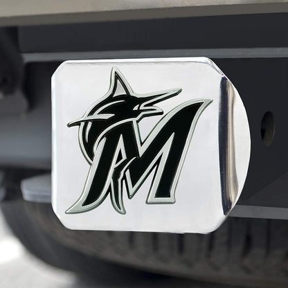 Miami Marlins Hitch Cover Solid Metal with Raised Chrome Metal Emblem 2" Square Type III