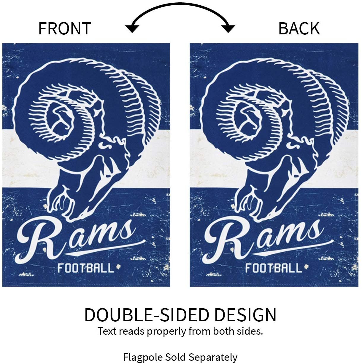 Los Angeles Rams Vintage Design, Premium Linen Garden Flag Banner, Double Sided, 13x18 Inch