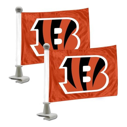 Cincinnati Bengals Car Flag Set, Ambassador Style, 4x6 Inch Double Sided Flags, Set of 2