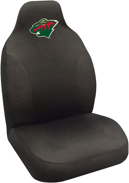 Minnesota Wild Premium Embroidered Black Auto Bucket Seat Cover, 48x20 Inch, Elastic