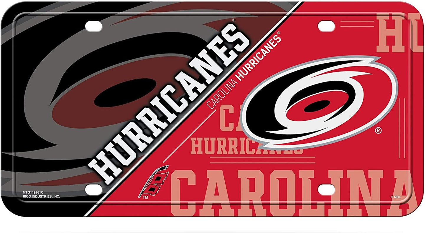 Carolina Hurricanes Metal Auto Tag License Plate, Split Design, 6x12 Inch
