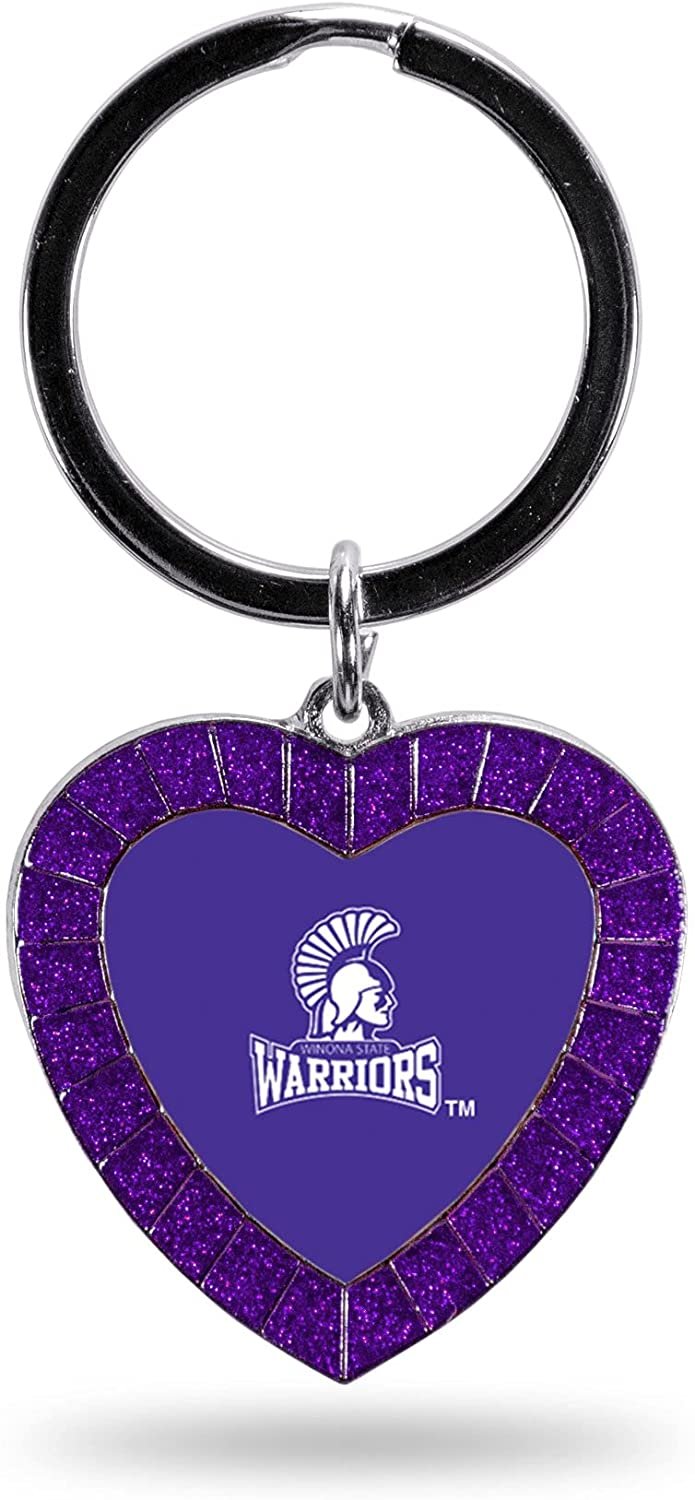 Winona State Keychain Rhinestone Heart Decal Emblem Team Color University of