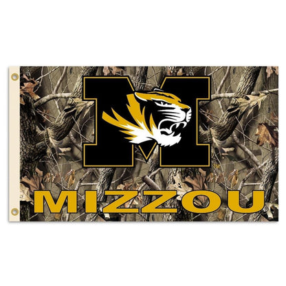 University of Missouri Tigers 3x5 Feet Flag Banner, Camo Design, Metal Grommets, Outdoor Use, Single Sided