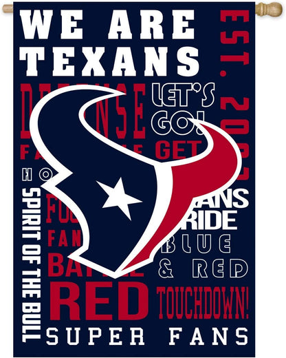 Houston Texans Premium Double Sided Banner Flag 28x44 Inch Fan Rules Design Indoor Outdoor