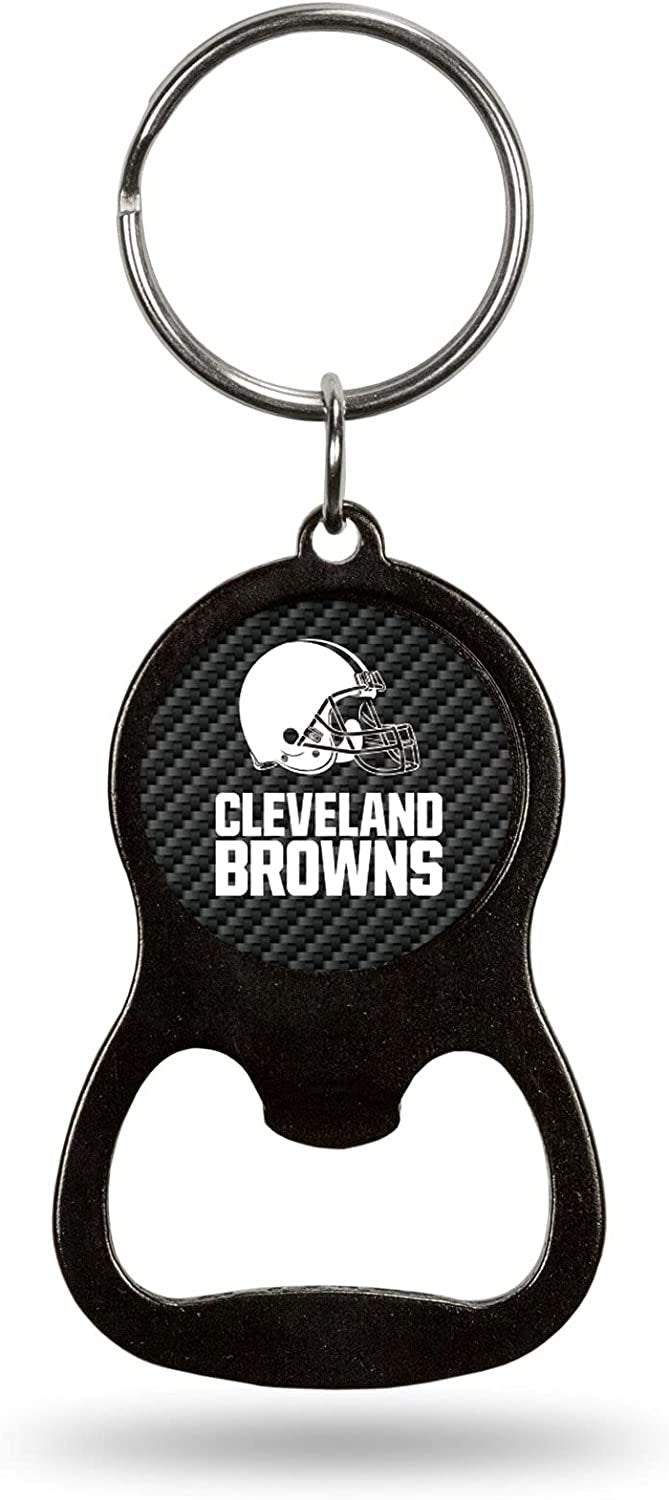 Cleveland Browns Keychain Bottle Opener Carbon Fiber Design Metal Football