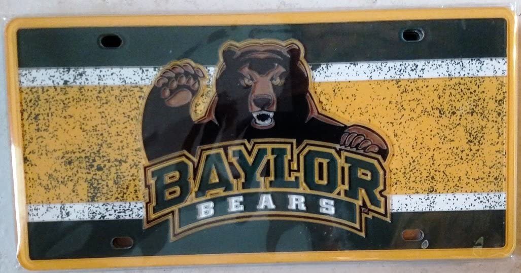 Baylor University Bears Premium Laser Tag License Plate, Mirrored Acrylic, Vintage Design, 6x12 Inch
