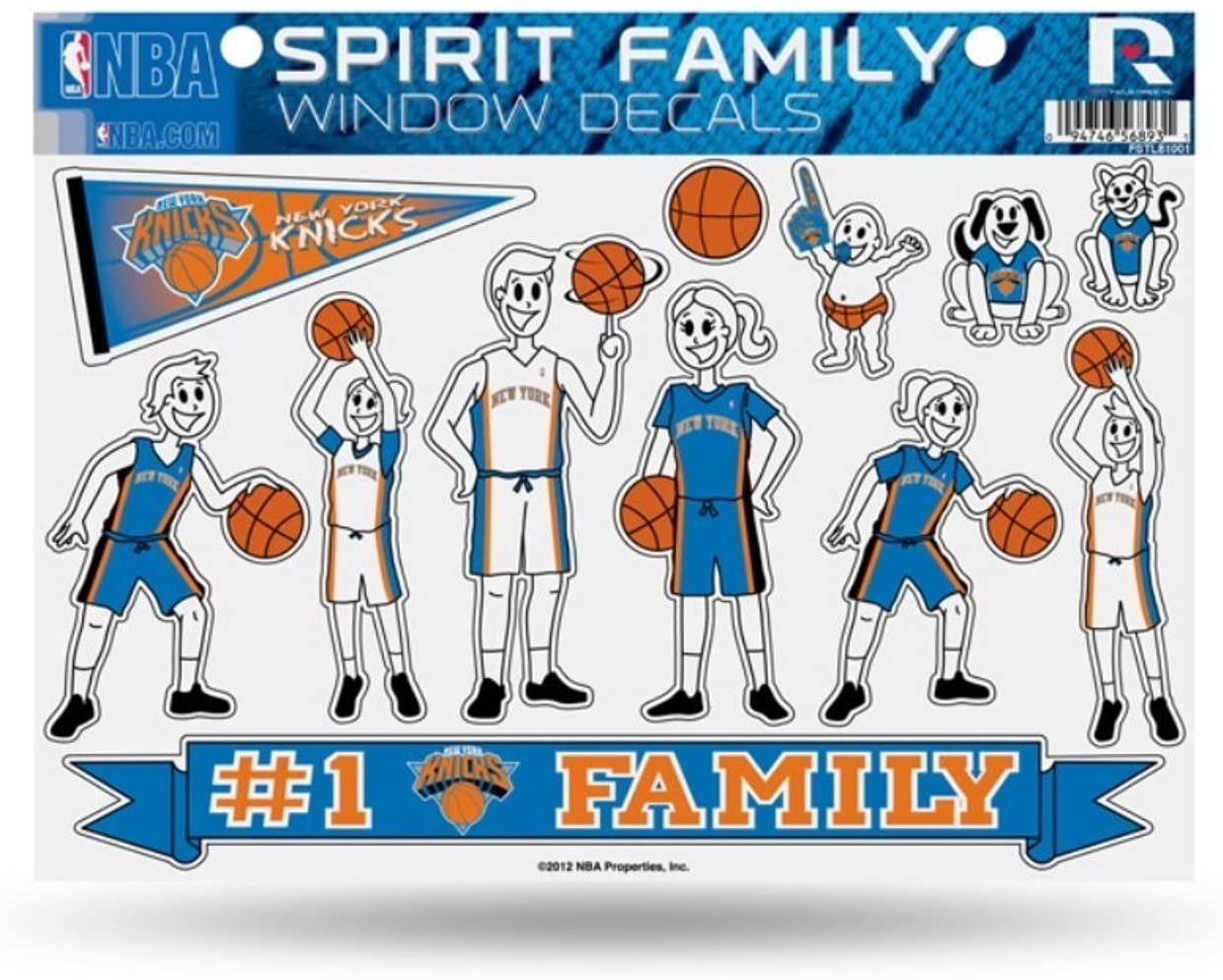 New York Knicks Family Spirit Decal Sheet Window Stickers Auto Decals Basketball, 8x11 Inch