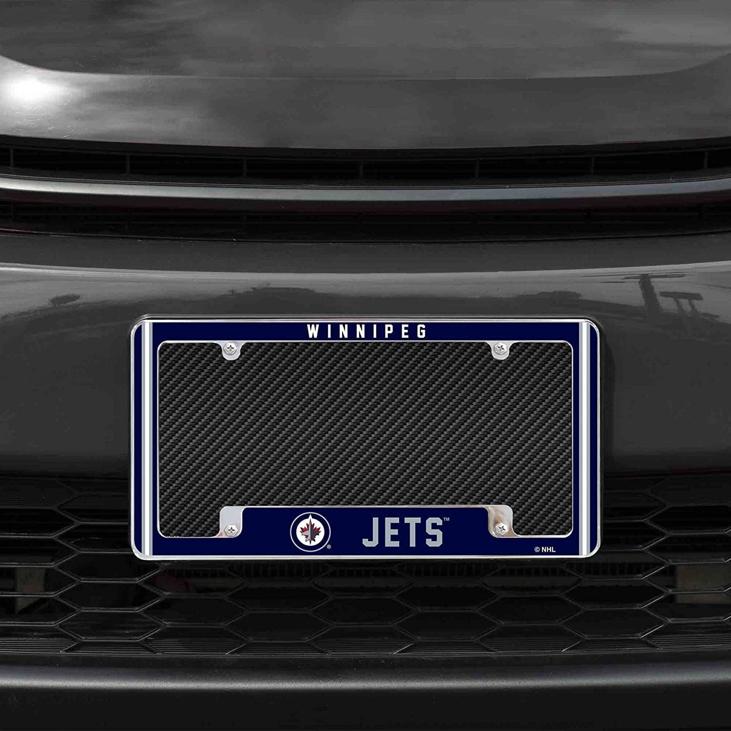 Winnipeg Jets Metal License Plate Frame Chrome Tag Cover Alternate Design 6x12 Inch