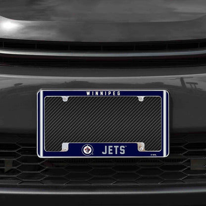 Winnipeg Jets Metal License Plate Frame Chrome Tag Cover Alternate Design 6x12 Inch
