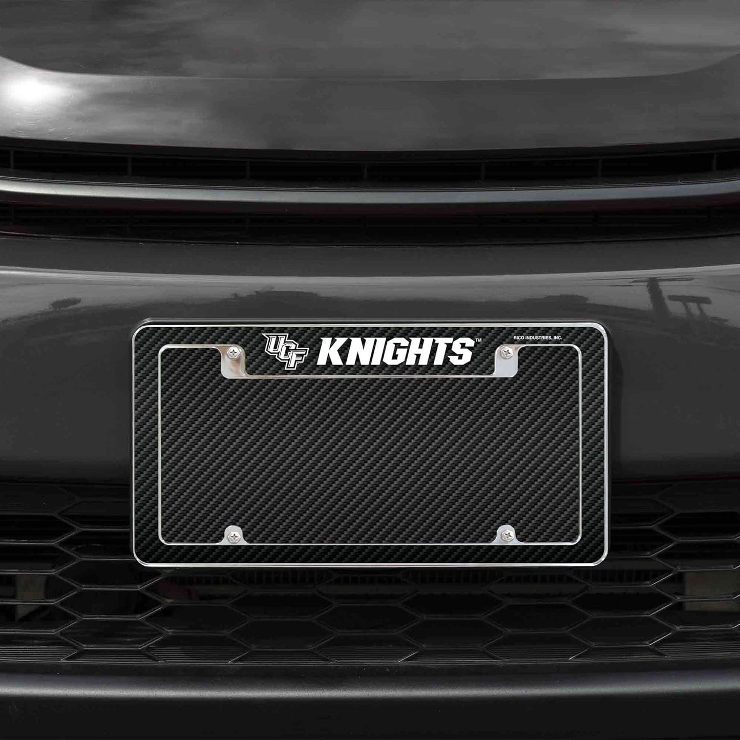 University of Central Florida Knights Metal License Plate Frame Chrome Tag Cover, 12x6 Inch, Carbon Fiber Design