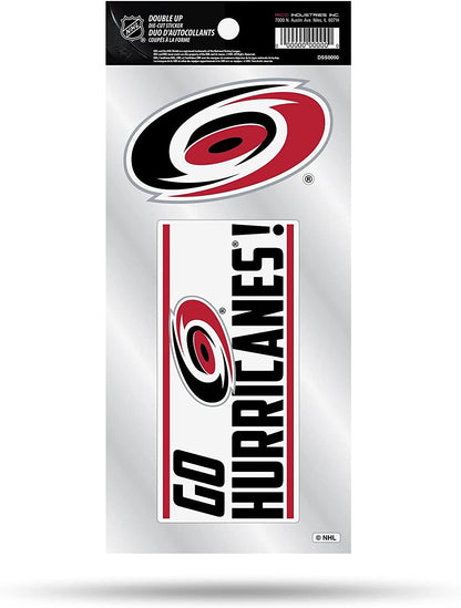 Carolina Hurricanes Double Up Die Cut Sticker Decal Sheet, 4x8 Inch