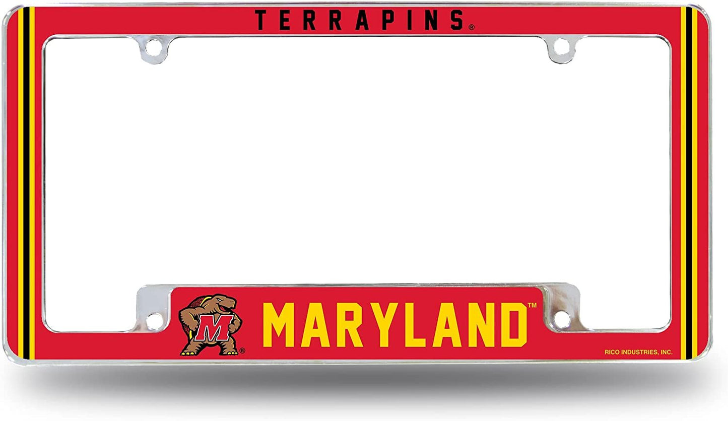 University of Maryland Terrapins Metal License Plate Frame Chrome Tag Cover, Alternate Design, 6x12 Inch