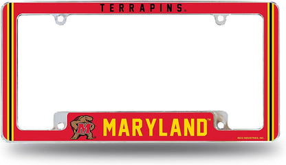 University of Maryland Terrapins Metal License Plate Frame Chrome Tag Cover, Alternate Design, 6x12 Inch