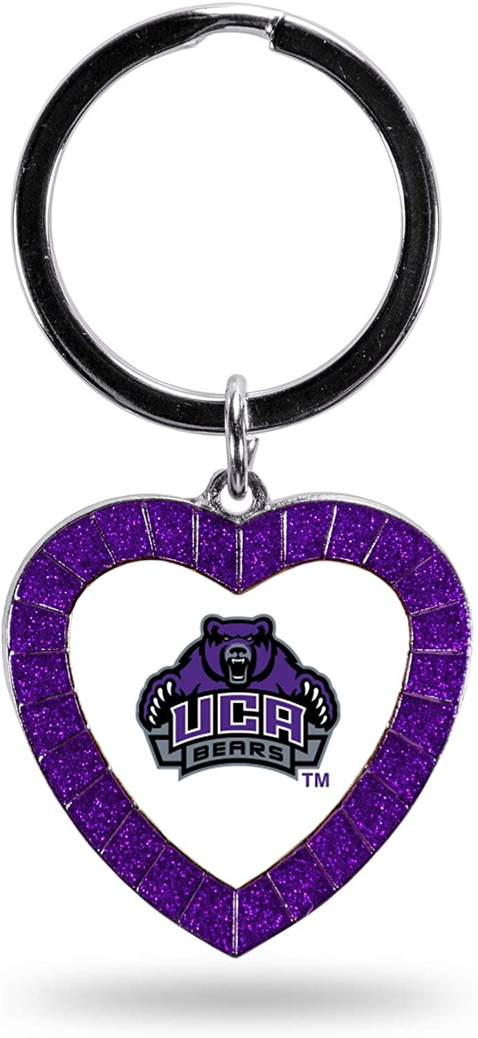 Central Arkansas Bears NCAA Rhinestone Heart Colored Keychain, Purple, 3-inches in length