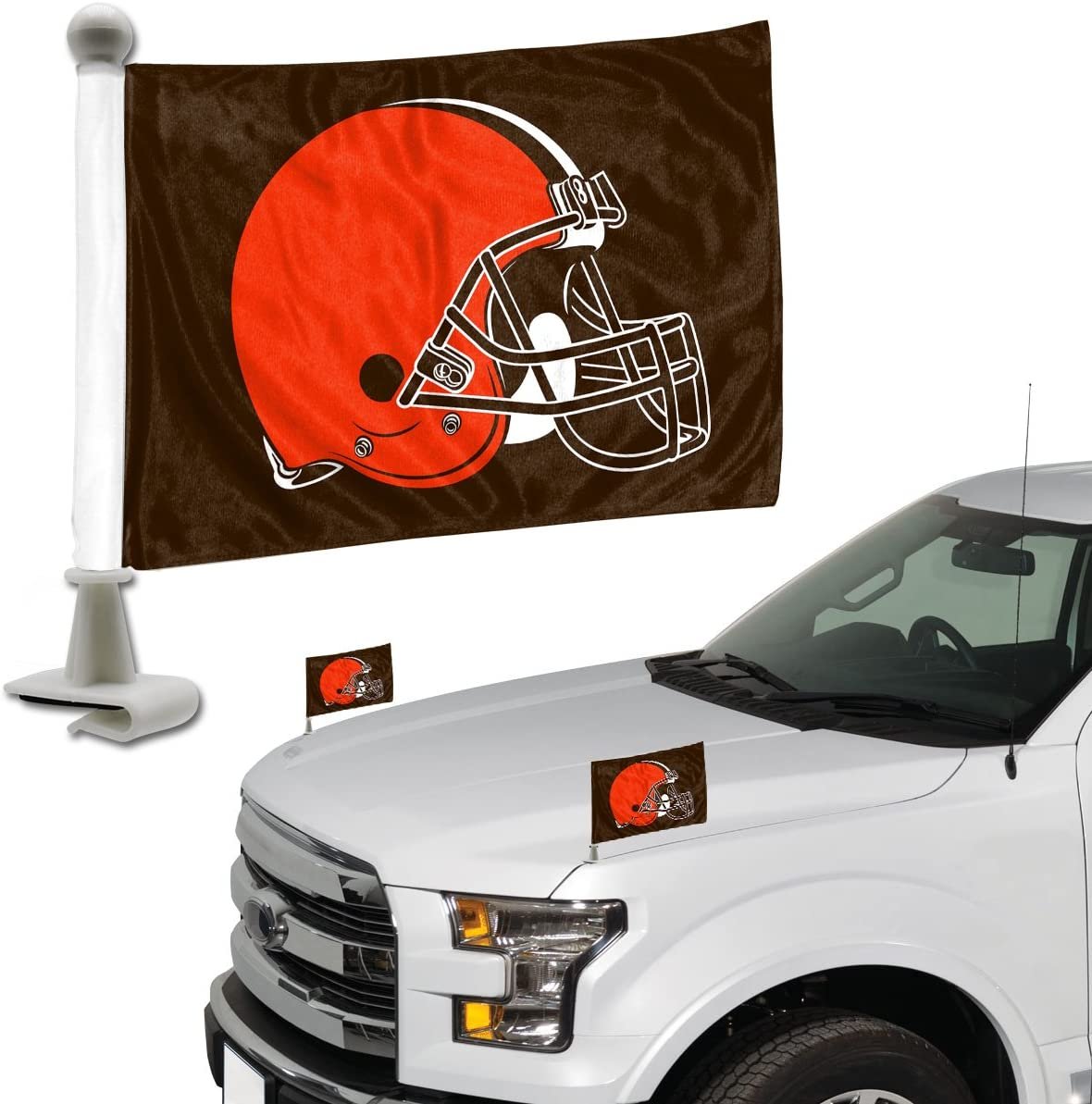 Cleveland Browns Car Flag Set, Ambassador Style, 4x6 Inch Double Sided Flags, Set of 2